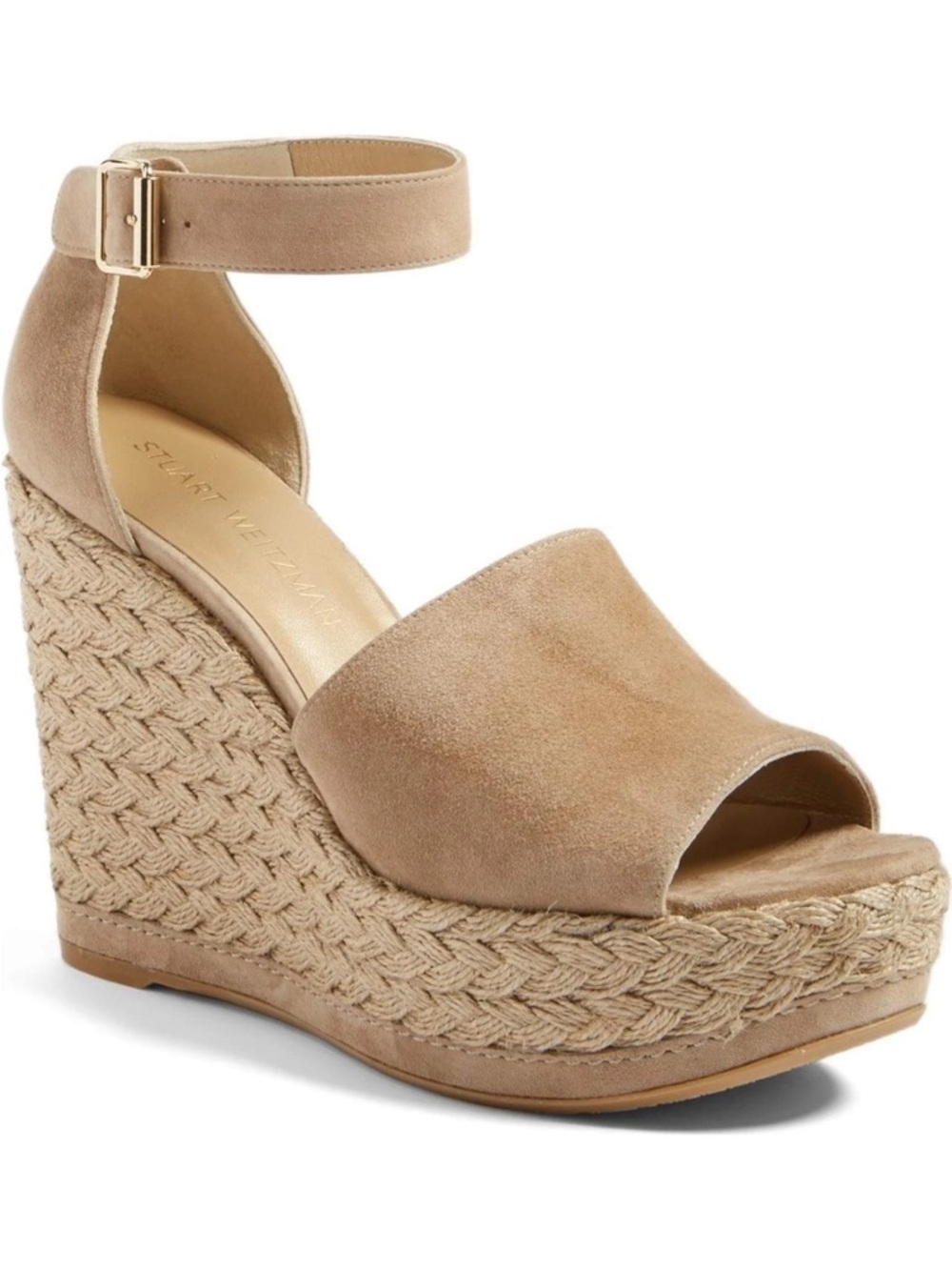 $455 Stuart Weitzman Sohojute Espadrille Mojave Suede Wedge Sandal Slingback 7.5